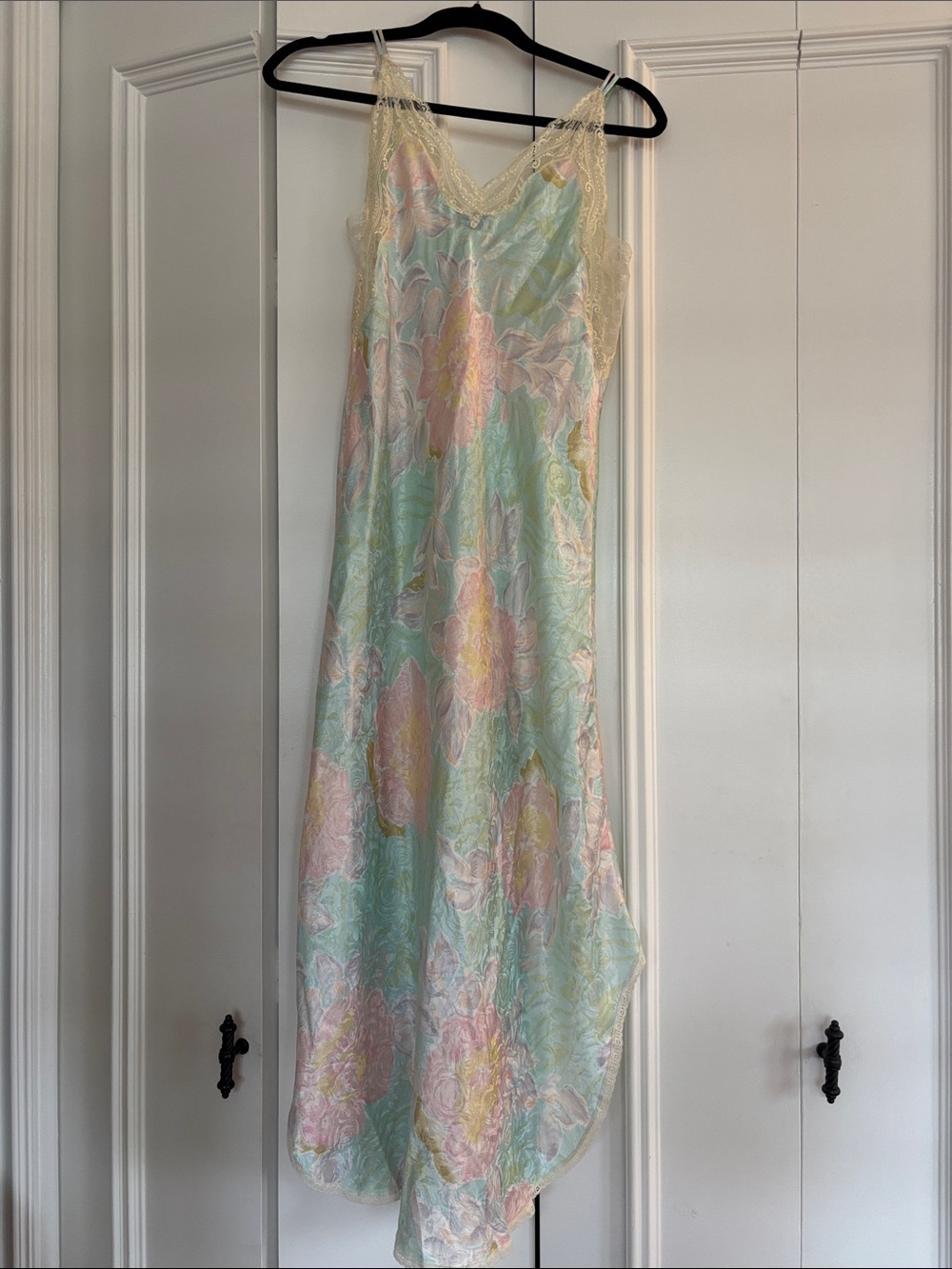 Dior Pastel Floral Lace-Trim Slip Dress in Mint, Pink, Yellow - Picture 2 of 4